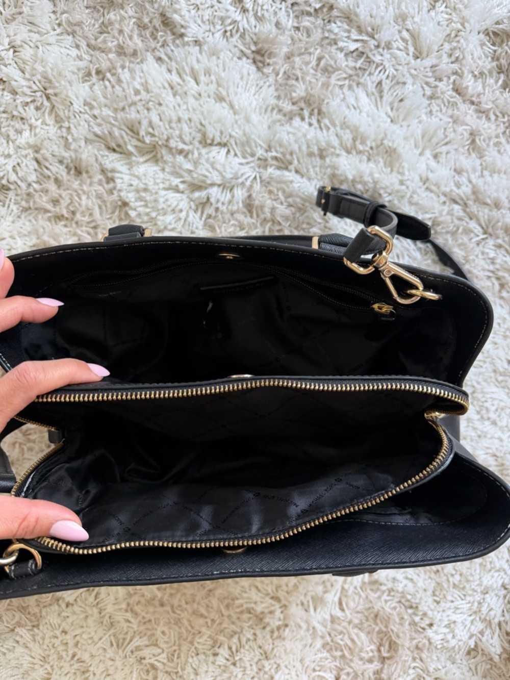 Michael Kors Black Saffiano Satchel with Gold Hardware - Picture 4 of 12